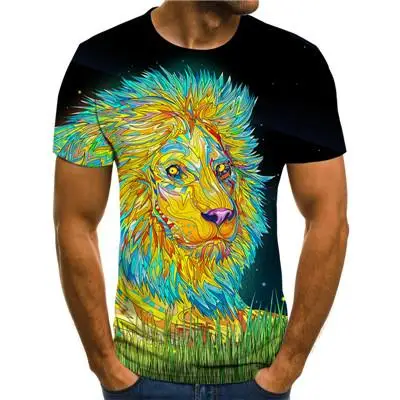 Новая высококачественная футболка, редкие вещи, короткий рукав, Лев, модный дизайн, Мужская футболка с 3D принтом животных, летняя повседневная футболка - Цвет: TXU-958