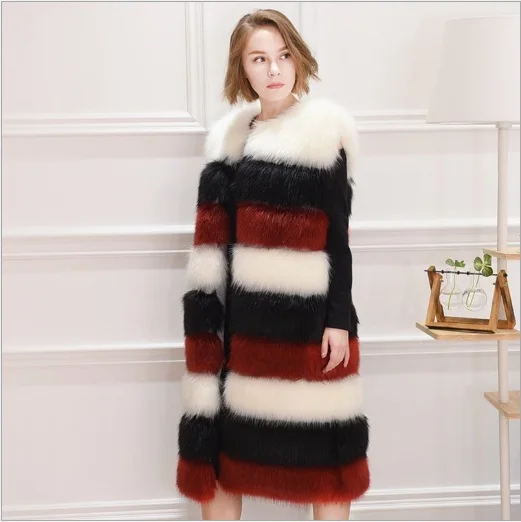Chaqueta mujer Manteau Fausse Fourrure длинное пальто с мехом для женщин veste femme меховая ткань куртка искусственный жилет на лисьем меху XL250