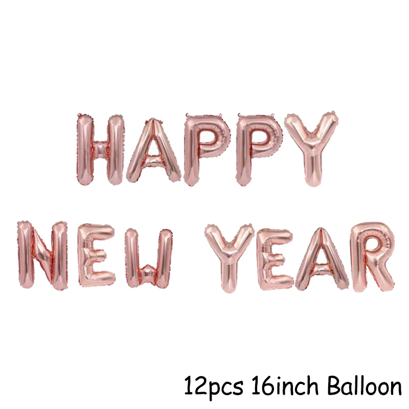 12pcs Balloons Счастливый год золотые фольги Воздушные шары ЕВА Вечерние Декорации фоторамка реквизит для фотостудии золотой черный Новогодняя гирлянда подарок - Цвет: 12pcs Balloons