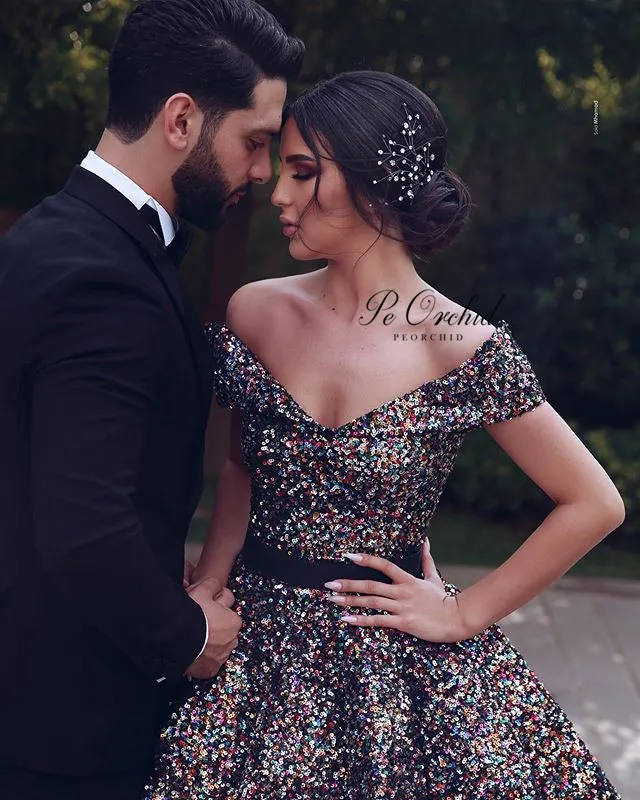 Пеорхидея платье из Дубая Soiree красочное вечернее платье с пайетками длинное роскошное с открытыми плечами Vestido торжественное