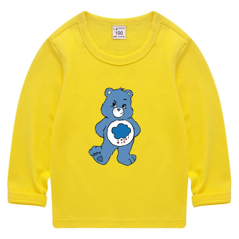 Care Bears/летние топы с круглым вырезом для мальчиков и девочек, смешная цветная футболка с длинными рукавами Детская футболка с рисунком для малышей