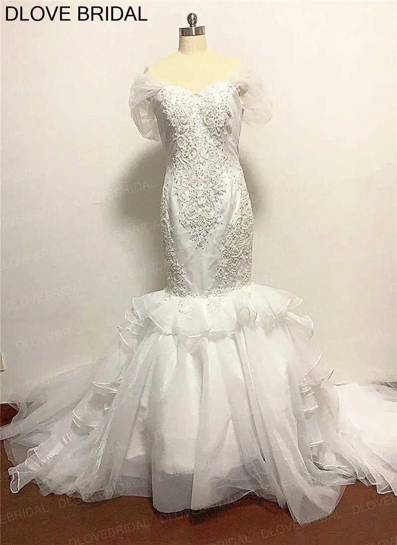 Свадебное платье с открытыми плечами, свадебное платье Vestido De Noiva, высококачественные платья с изящными ручными бисером, реальные фотографии