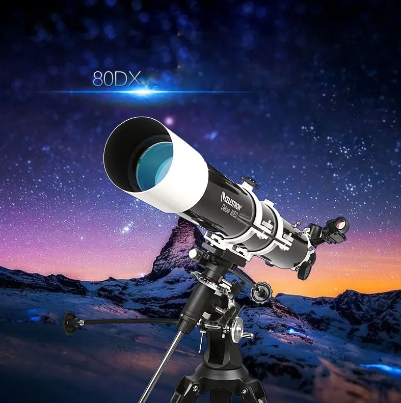 Профессиональный астрономический преломляющий телескоп 80DX 500X с Экваториальным