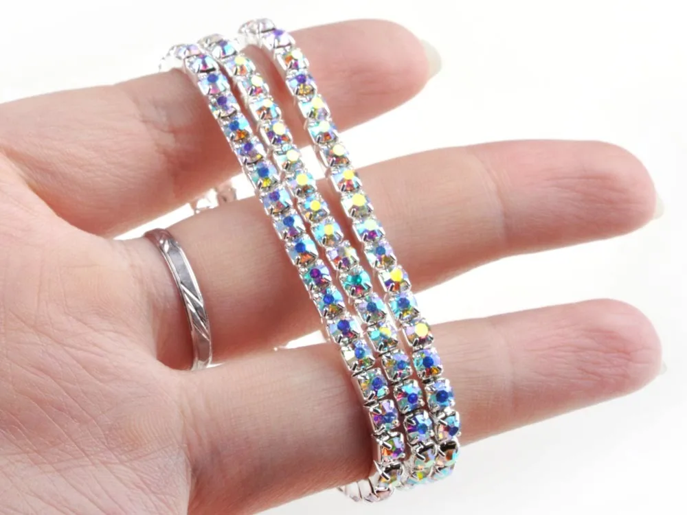 Imixlot Горячая Мода 4/5/8 со стразами в ряд Свадебные Браслет Bling Для женщин ювелирные изделия