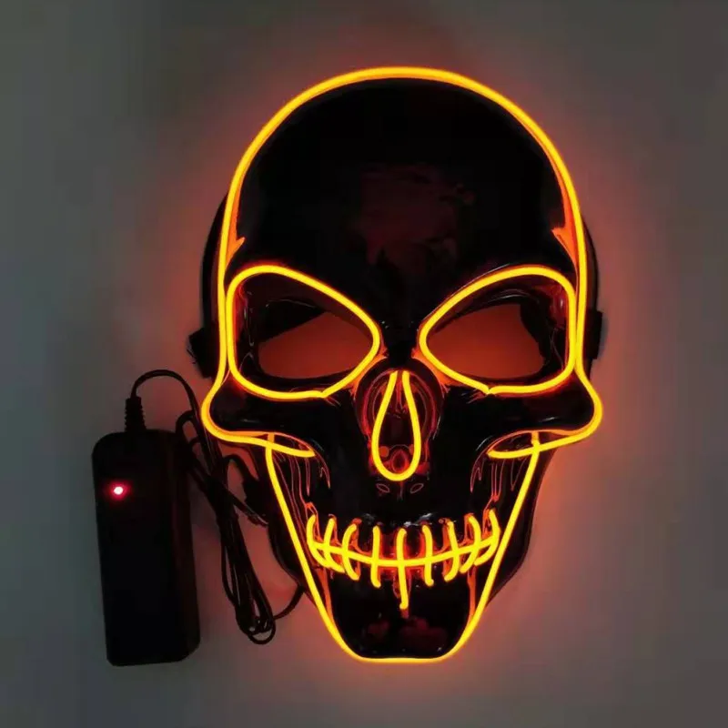 Очищающие маски, светодиодный EL Skull Mask, Вечерние Маски на Хэллоуин, неоновый светильник, светящиеся Вечерние Маски в темноте