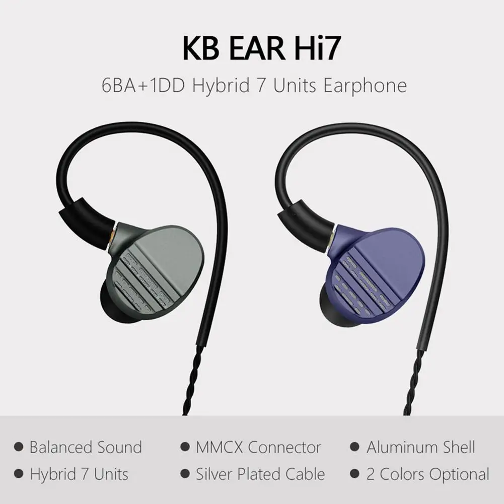 KBEAR I7 3,5 мм Проводные универсальные MMCX съемные наушники-вкладыши HiFi музыкальные наушники без микрофона