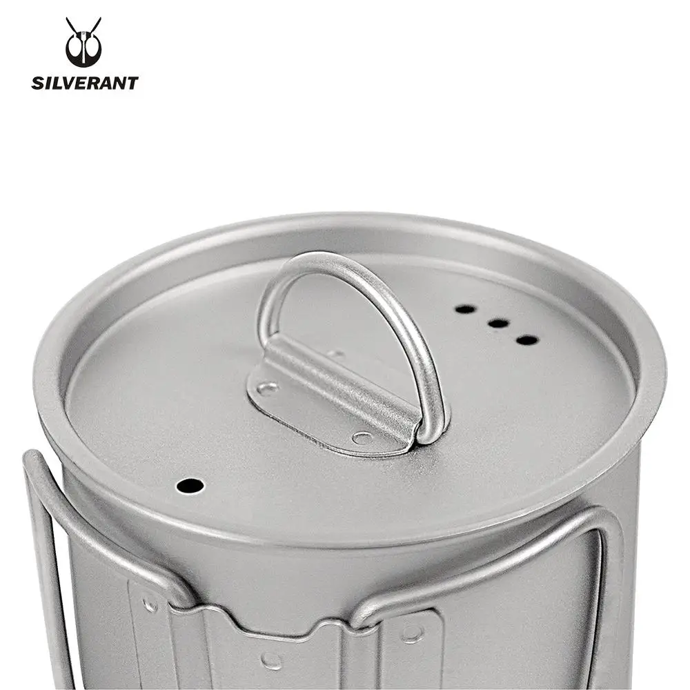 Silverant титановая чашка кофейная чайная кружка дорожная Складная ручка чашки для воды походный котелок для варки пищи с крышкой