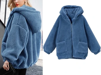 

Lamb coat female hooded chic lamb cashmere clothes autumn and winter Korean version of the wild thick hairy jacket large size lo