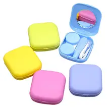 Квадратная контактная линза для близорукости, Чехол для очков, дорожный набор, конфетный цвет, дизайн, цветной, удобный для переноски, зеркальный контейнер для красоты, коробка для ухода за глазами