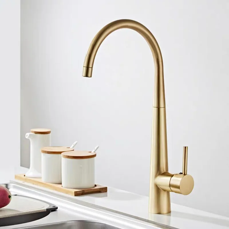 Gold brass brush kitchen faucet hot and cold sink classic kitchen tap mixer brush gold sink water mixer kitchen faucets