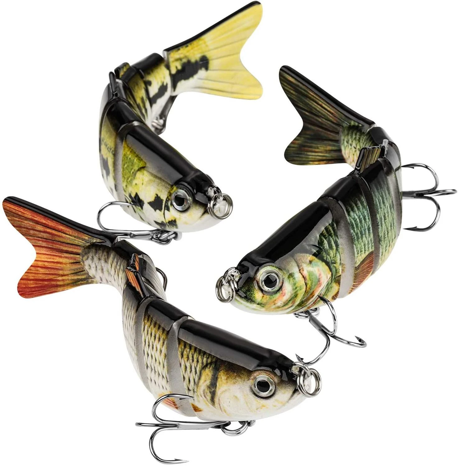5 Pcs Bionic Swimming Lure Multi Jointed Swimbaits Slow Sinking Swimming Lures ABS Plastic Hard Bait for Trout Perch Walleye Freshwater Saltwater Fishing