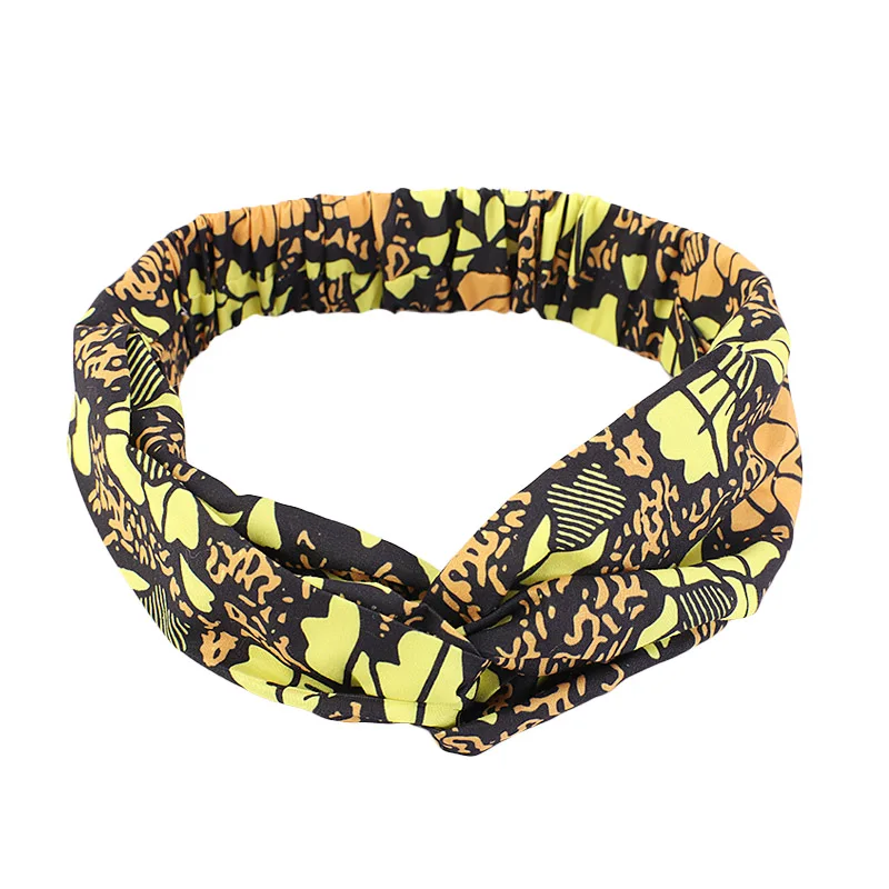 African Pattern Print Headband for Women Twist Style Headscarf Cross Turban Bandage Bandanas Bow HairBands Hair Accessories shein hair accessories