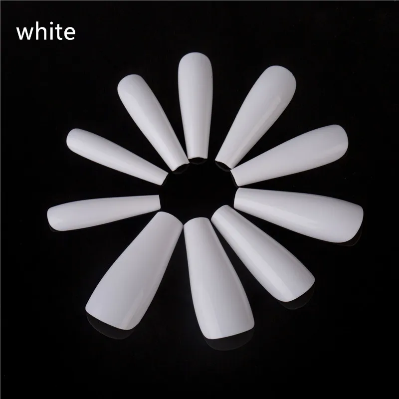 500pcs opp-white 100 шт./кор. поддельные ногати искусственные Пресс на большие расстояния балетки прозрачный/нейтральный/белый Ложные Акриловые гроб ногти Нейл Арта, полное покрытие шкатулка для ювелирных изделий - Цвет: 500pcs opp-white