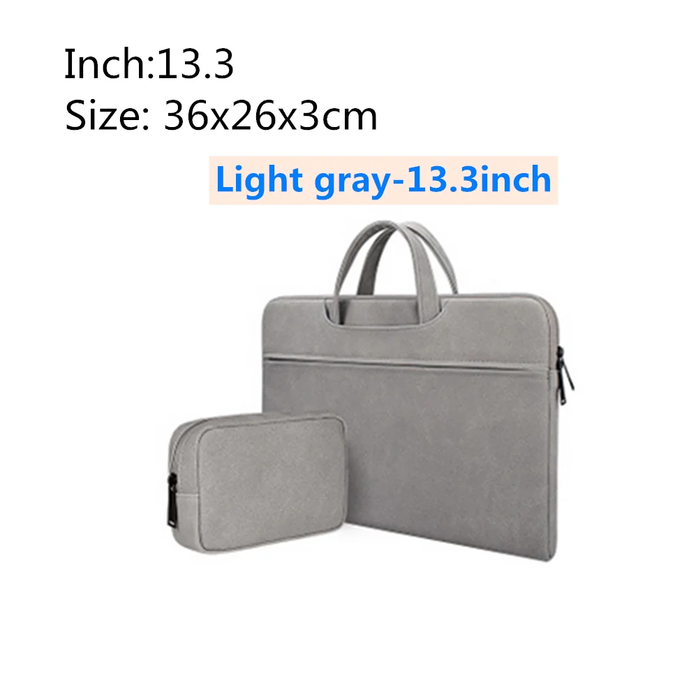 Light gray-13.3inch Женские Водонепроницаемый Ноутбук Сумки из натуральной кожи 13,3 14,1 15,4 15,6 дюймов Сумка для ноутбука Apple сумка для ноутбука macbook просо pro мешок вкладыш 15,6 - Цвет: Light gray-13.3inch