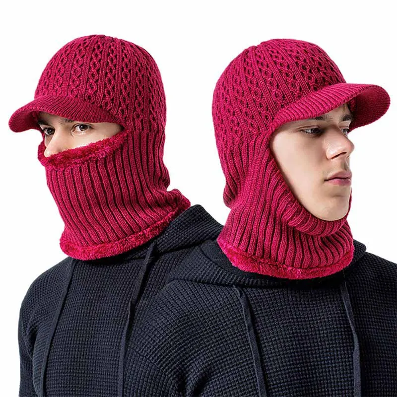 Cycling Full Face Mask Balaclava Fluffy Thermal Scarf Winter Beanie Neck Warmer Headwear For Outdoor Activities - Color: QJ2312CJR