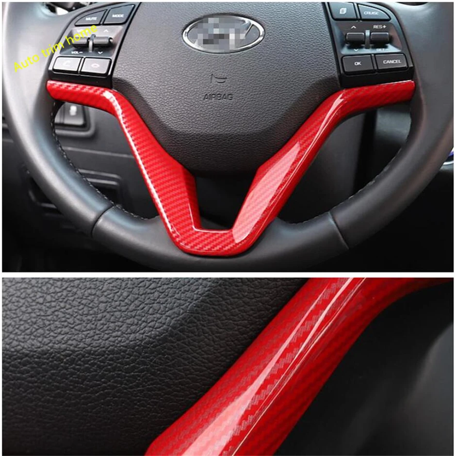 Lapetus Авто рулевая лента для колес крышка отделка Подходит для Hyundai Tucson авто аксессуары ABS Красный/углеродного волокна