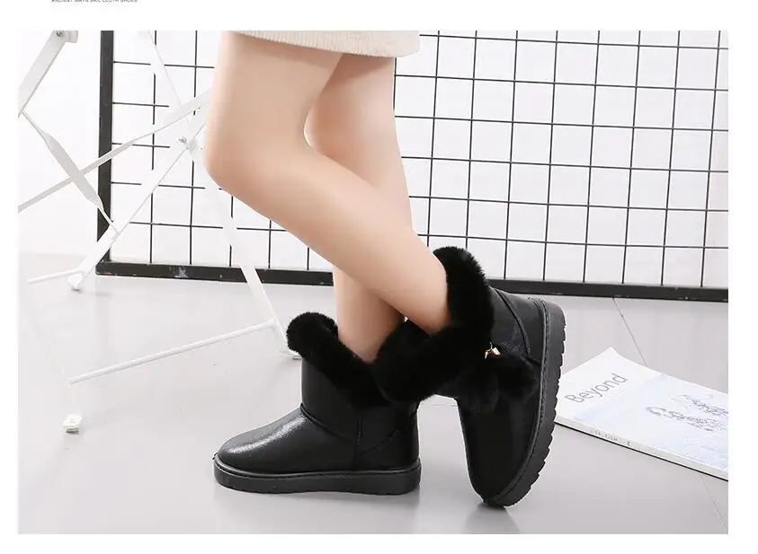 26-36 толстые теплые меховые детские зимние ботинки г. Новые зимние теплые модные плюшевые детские ботинки для принцессы, кроссовки