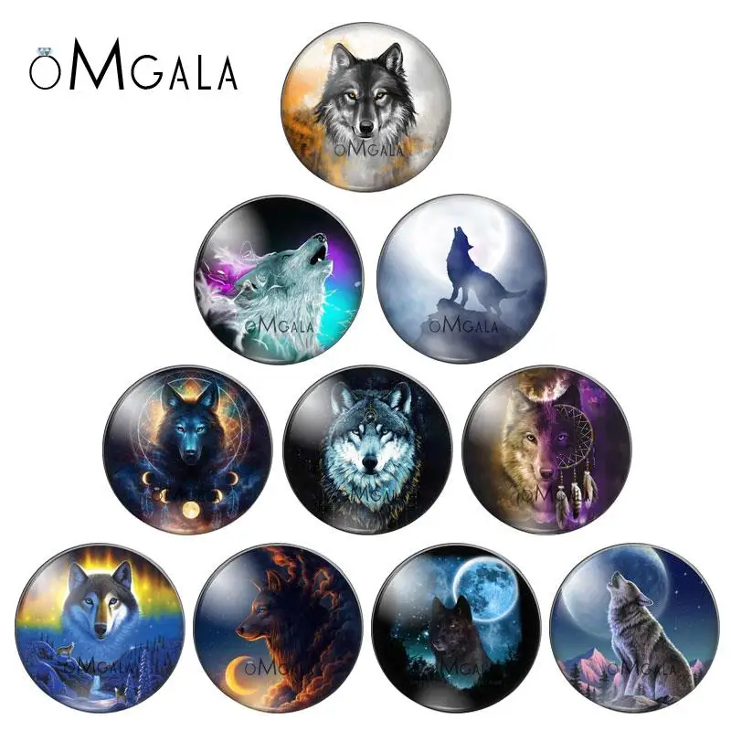 

Art Painting Wolf Drawing Patterns 10pcs 12mm/14mm/16mm/18mm/20mm/25mm Round photo glass cabochon demo flat back Making findings