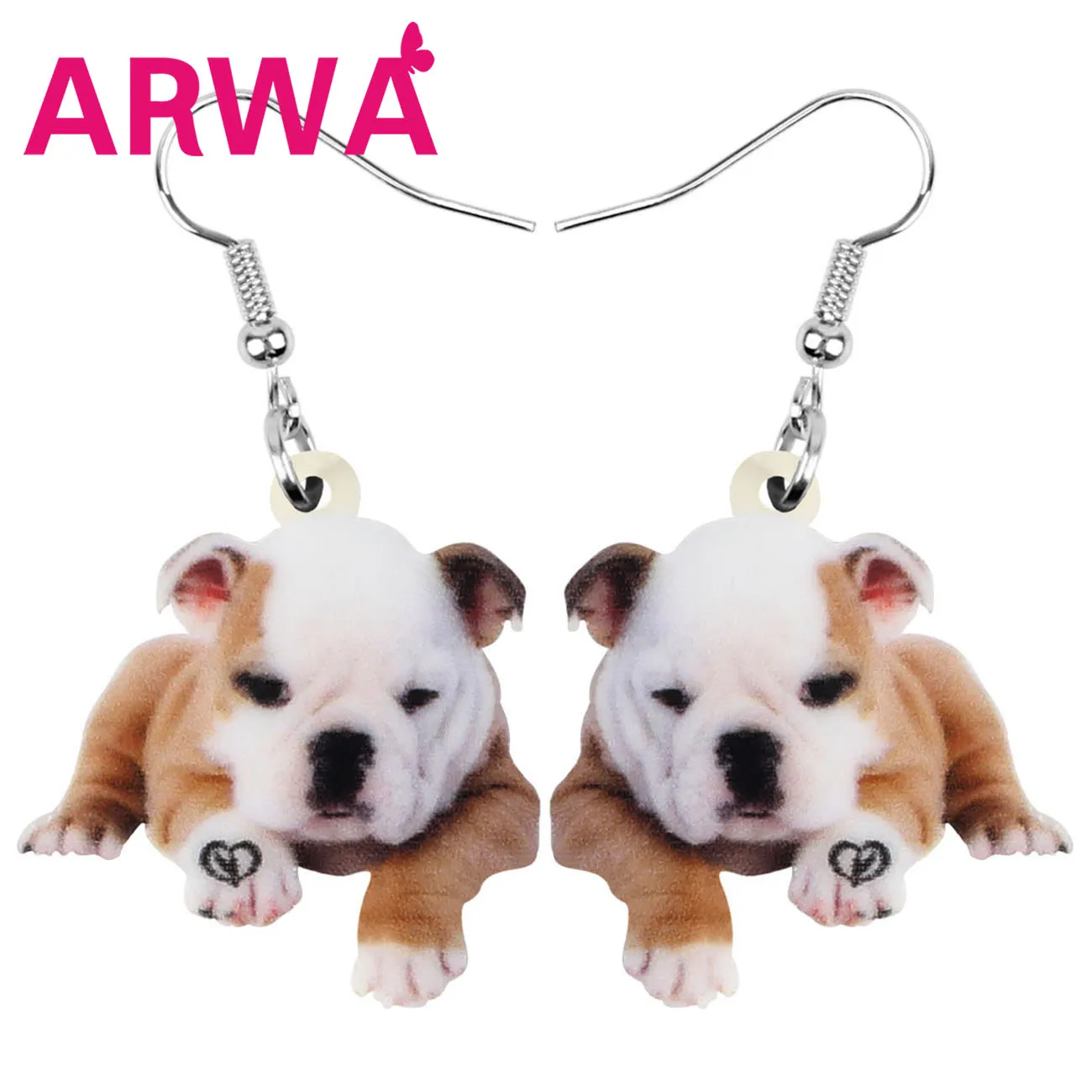 ARWA Acrylic Bulldog Pug Dog Earrings Long Printing Animal Drop Dangle Jewelry Women Girl Teen Kid Charm Party Decoration Gift | Украшения