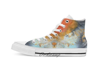 

Red blue abstract print Custom Casual High Top lace-up Canvas shoes sneakers Drop shipping