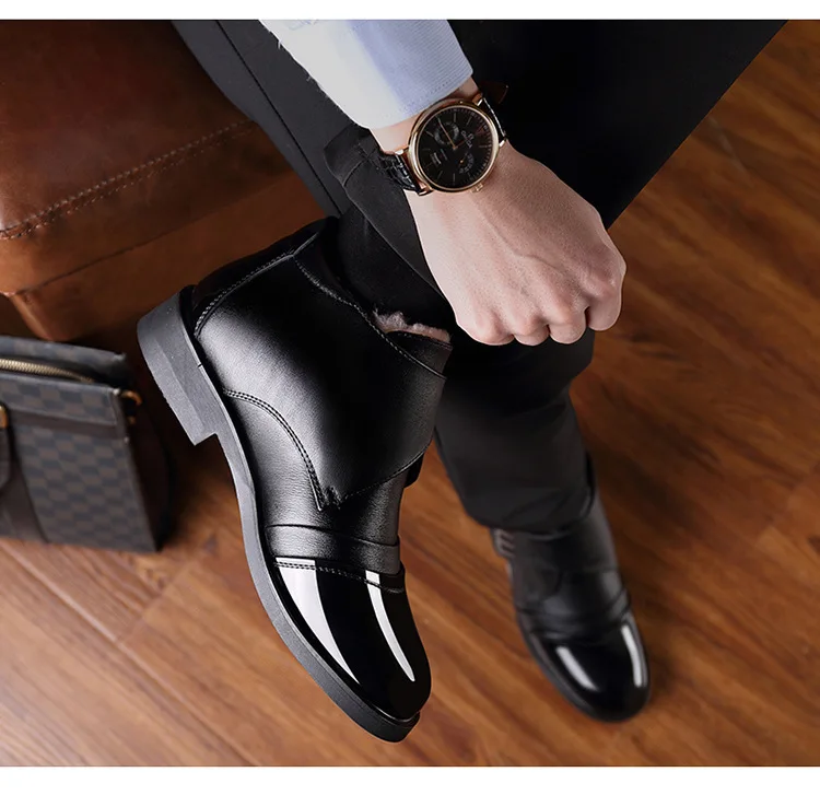 Winter Men Genuine leather Boots High quality Thick wool male super warm snow boots Oxfords men Non-slip cotton Shoes boot