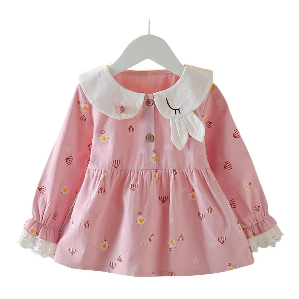 

Girl Dress Peter Pan Collar Princess Dress Baby Little Girl Children Cotton Long Sleeve Dress for Girl