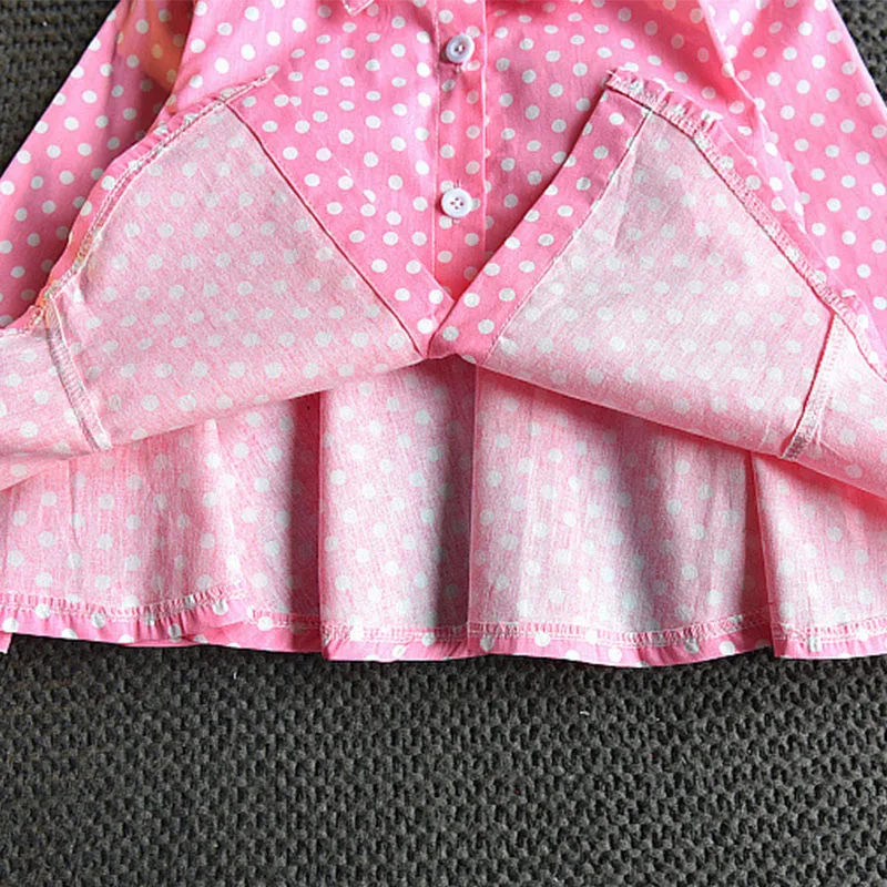 Amya Baby Autumn Dot Print Long Sleeve Girl Shirts Collar Big Bow Girls Blouses Back To School Kids Clothes Children Tops