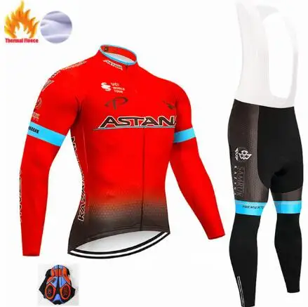 Fluorescent green ASTANA Winter Clothes Polar Cycling Jersey thermal long sleeve Cycling Clothing bike - Цвет: 4