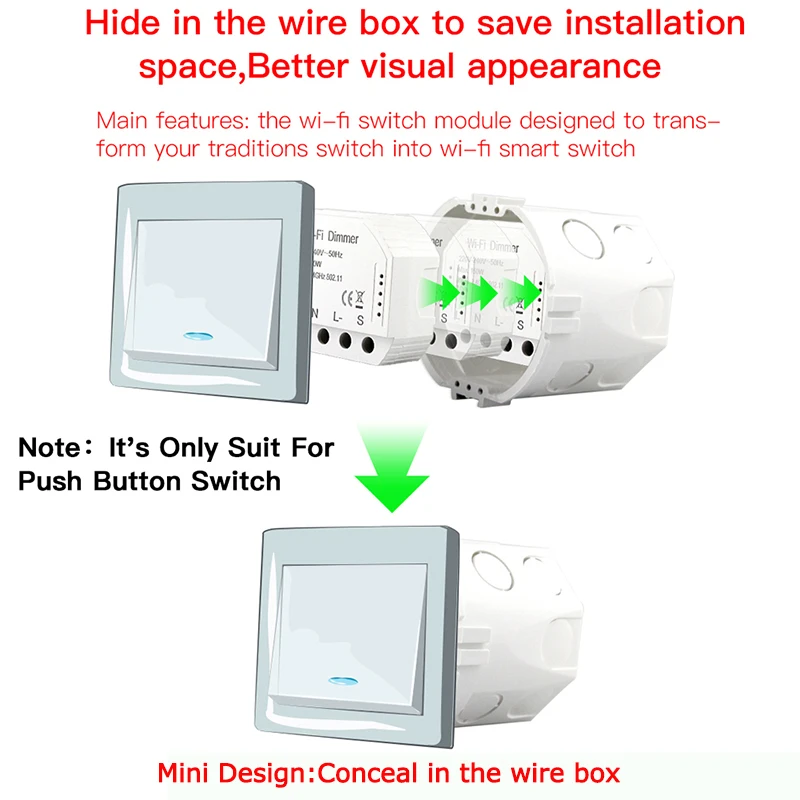 DIY умный WiFi светильник светодиодный диммер Smart Life/Tuya APP пульт дистанционного управления 1/2 переключатель, работает с Alexa Echo Google Home