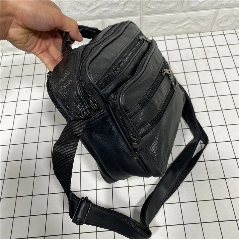 Cowhide shoulder bagMen's casual satchel, mobile phone coin purse, portable travel bag