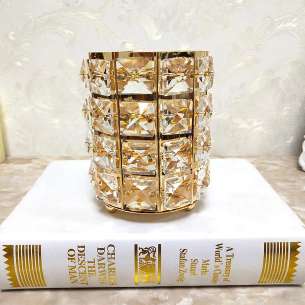 Metal Continental Candle Pencil Container Makeup Brush Storage Box Organizer Bead Crystal Jewelry Storage Box Wedding Decoration