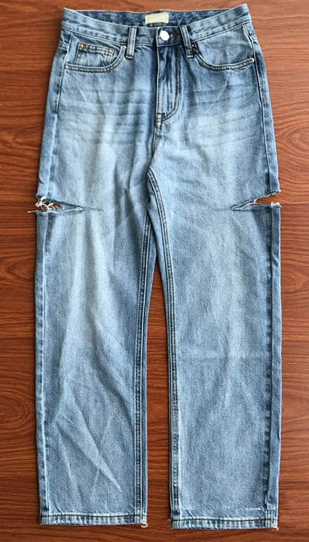 light blue Джинсы с высокой талией, широкие прямые брюки, вымытые свободные джинсы - Цвет: light blue