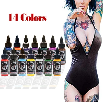

14 Bottles High Quality Tattoo Ink 30ml/ 1oz Tattoo Pigment Microblading Paints For Tattoos 14 Color Set Permanent Ink Pigment