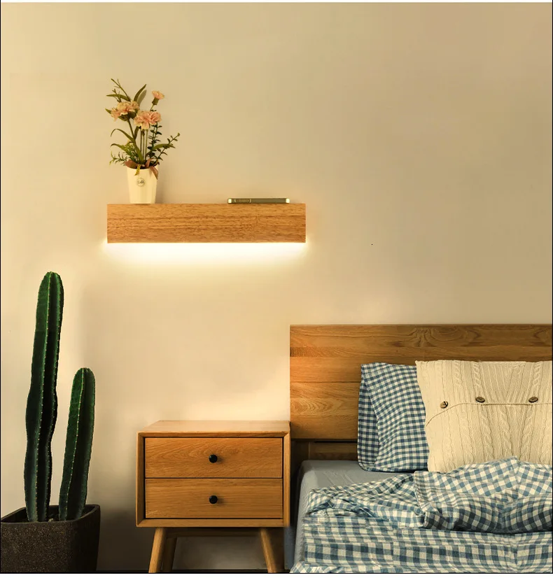 Современный японский стиль светодиодный дубовый деревянный настенный светильник s бра для спальни ванной комнаты домашний настенный светильник из цельного дерева настенный светильник