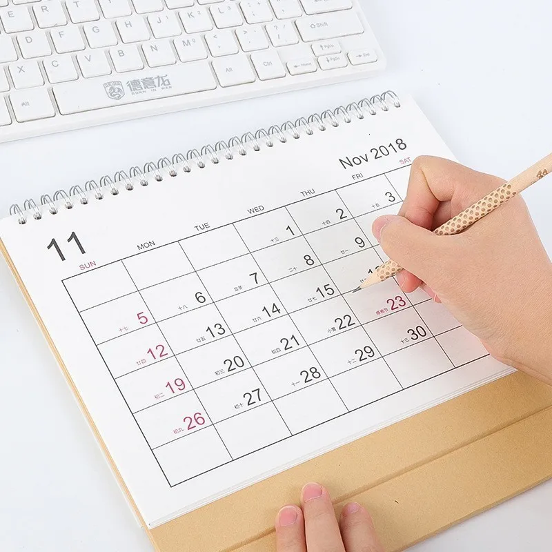 Office Decoration Supplies Creative Perpetual Desktop Calendar Wall Mounted Daily Planner Organizer Desk Calendar 00011