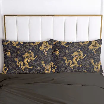 

3D Printed Pillowcases Pillow Case Soft Home Chair Decorative Pillow Covers Cover 45x45cm 50x70cm Glod Black Printed Design