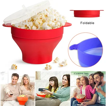 

Silicone Microwave Popcorn Popper with Lid Home Microwave Popcorn Makers with Handle Collapsible Popcorn Bowl Health99