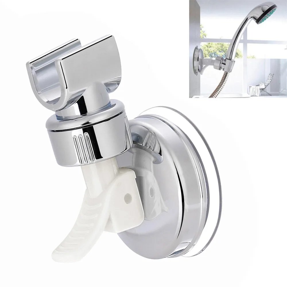 Wall-mounted Shower Stand Chrome-plated Head Handset Holder CHROME Bathroom Wall Mount Adjustable Suction Bracket | Обустройство дома