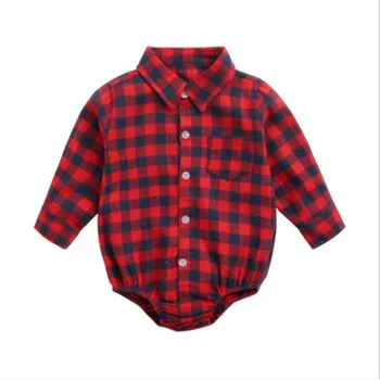 

2019 Kids 0-3T Newborn Baby Girl Boy Plaid Romper Jumpsuit Outfit Clothes Kids Girl Boy Plaid Jumpsuit One Pieces Rompers