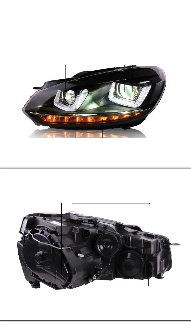 Luces Para Авто Стайлинг боковой указатель поворота Drl светодиодные фары Задние Автомобильные фары в сборе 08 09 10 11 12 для Volkswagen Golf 6