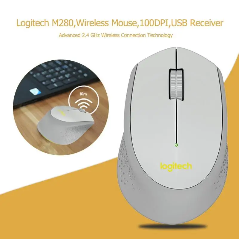 Беспроводная мышь logitech M280 2,4 ГГц 1000 dpi, 3 кнопки, оптическая игровая офисная мышь с usb-приемником для Windows/Mac OS, ноутбука