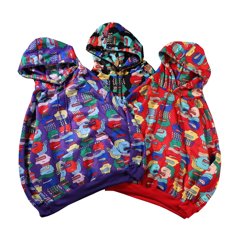 2020 Autumn Winter Latest Hoodies Sweatshirt Pullover Graffiti Print Casual Long sleeve Simple Loose Sweatshirts Tops | Мужская одежда