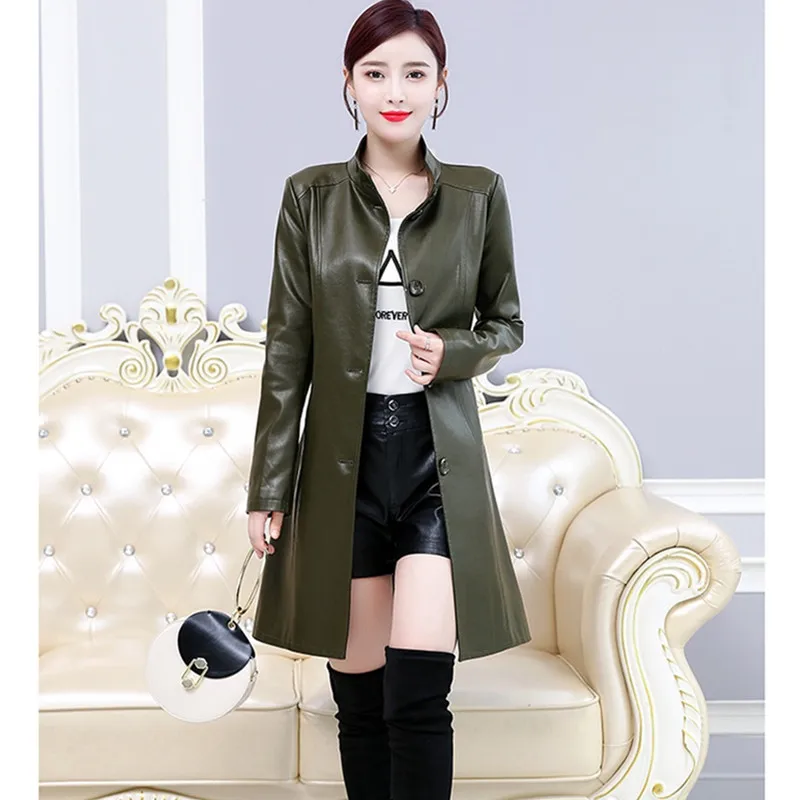 UHYTGF качественная осенне-зимняя кожаная куртка маленького размера, корейское производство 5XL плюс Размер Топ пальто модный ремень Повседневная кожаная ветровка для женщин 412