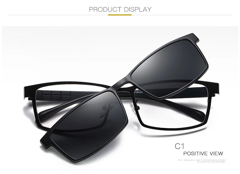45991 пластиковые титановые оптические очки для мужчин и женщин, оправа с магнитным зажимом, поляризационные Квадратные солнцезащитные очки UV400 Ретро мода
