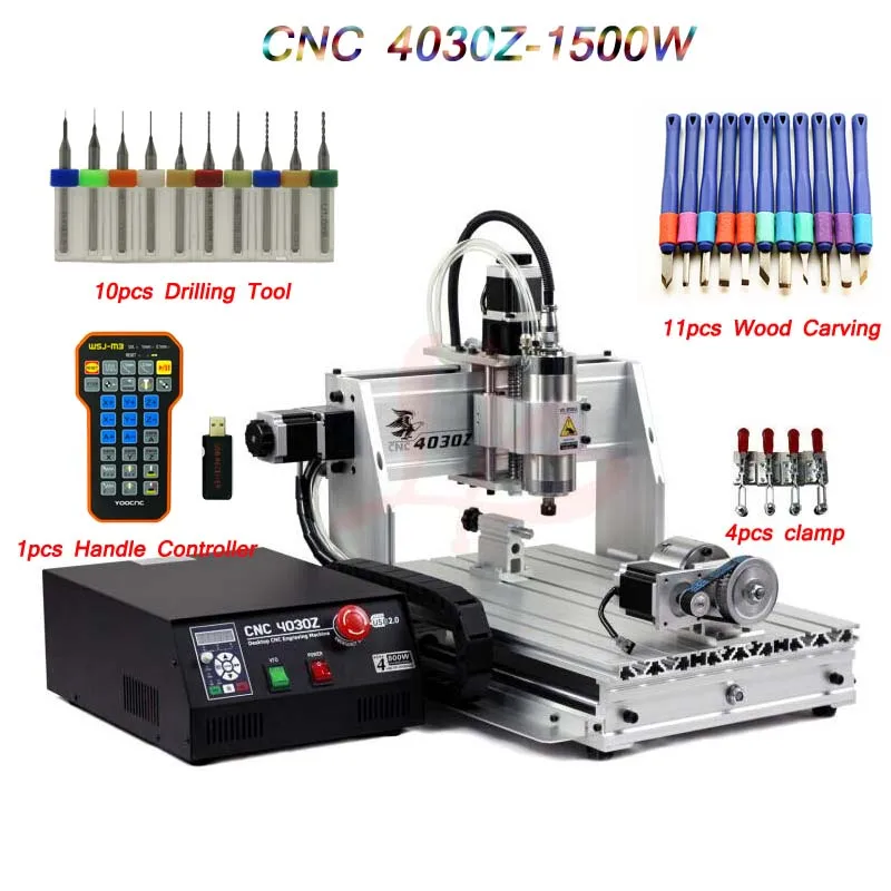 

4030 Engraver and Milling Machine 1500W 3axis 4axis mach3 USB wireless hand wheel for CNC Router with Wood Drilling Carving tool