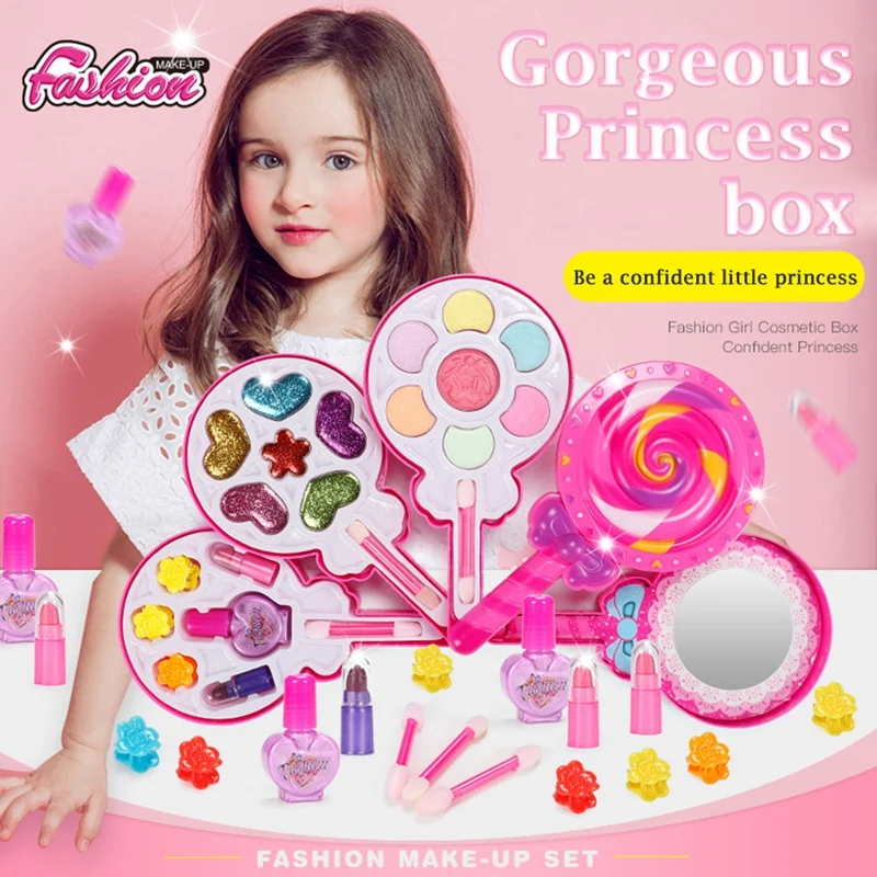 

20Pcs Princess Cosmetic Set Non-toxic Children Cute Beauty Makeup Set Toy For Children Birthday Gift Stage Performance Confident