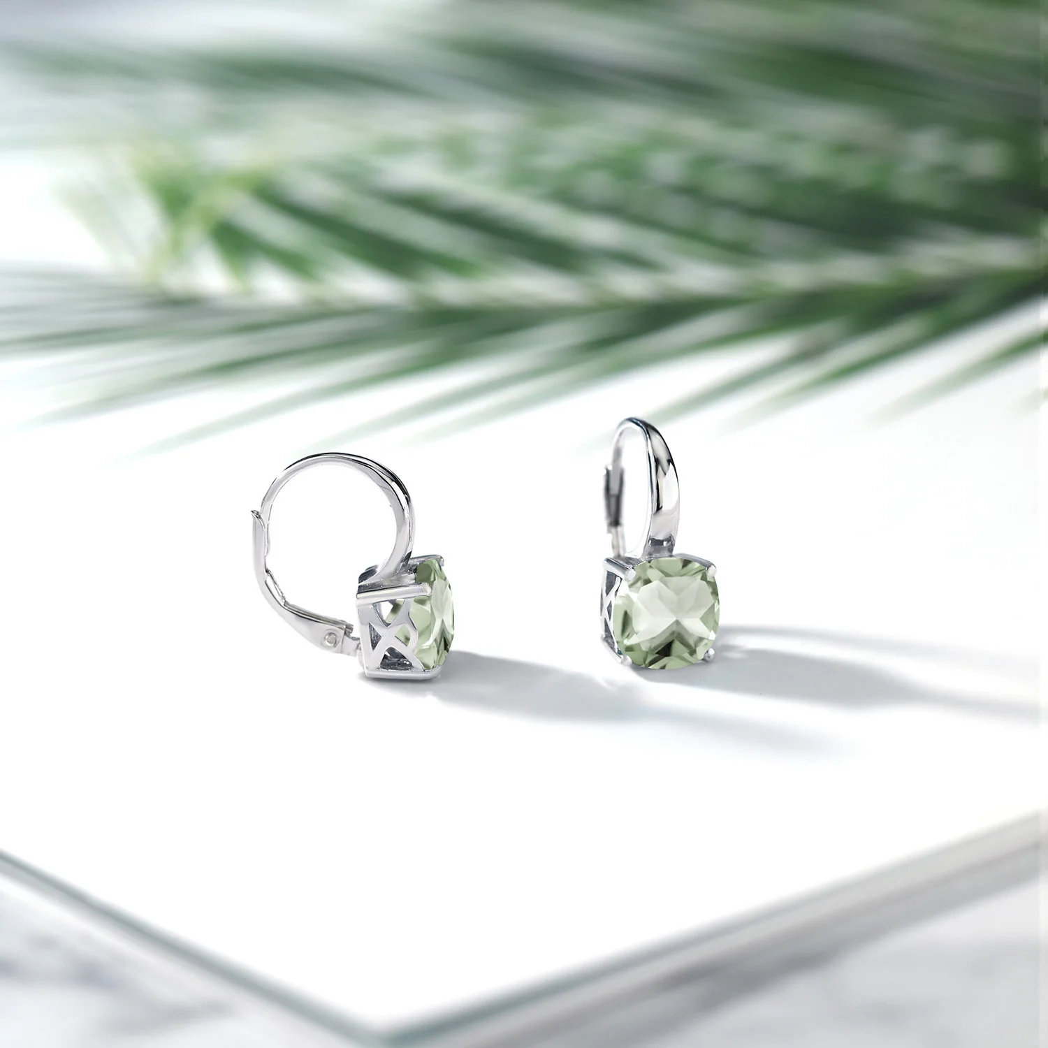 GemStoneKing 4,10 Ct подушка натуральный зеленый празиолит женские простые элегантные серьги 925 пробы серебряные серьги Хорошее ювелирное изделие