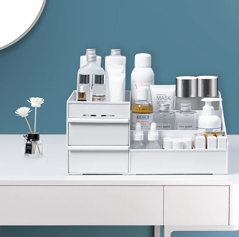 Large Capacity Cosmetic Storage Box Makeup Desktop Jewelry Nail Polish Lipstick Rangement Container Desktop Drawer Organizer