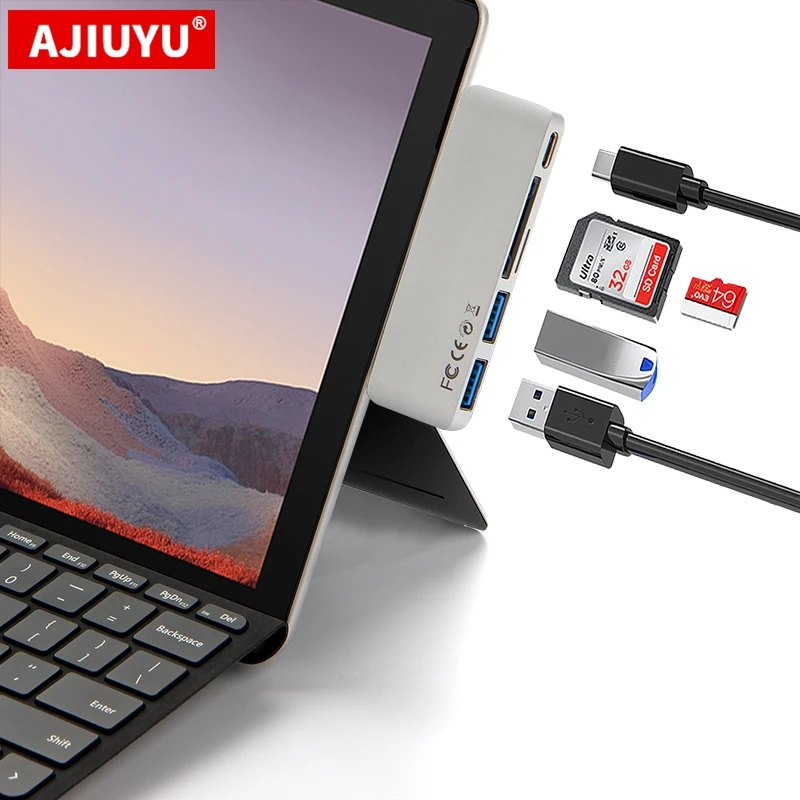 AJIUYU USB C HUB to Multi USB3.0 HDMI Adapter Dock For Microsoft