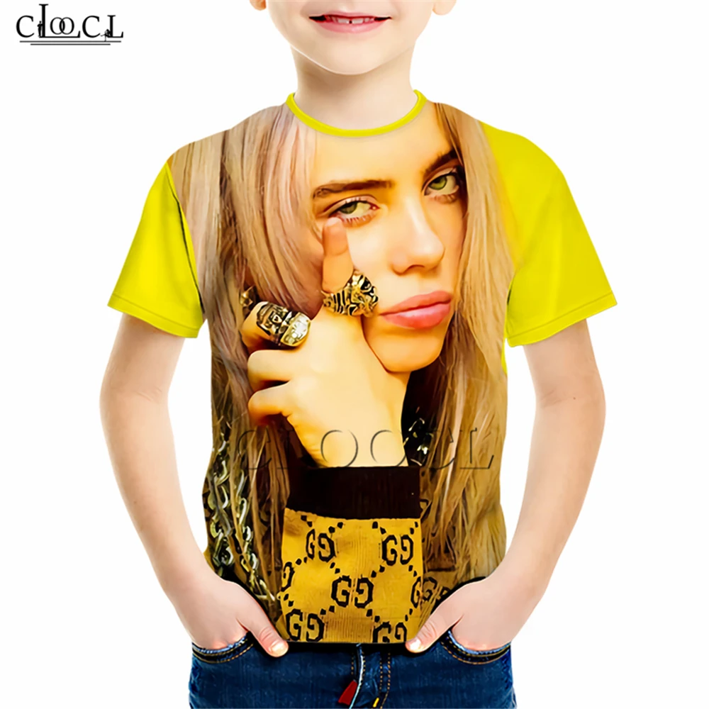 Подростковая Детская футболка с 3D принтом «Love Idol Genius Music Girl Billie Eilish», уличная одежда для мальчиков и девочек, повседневные топы для скейтборда